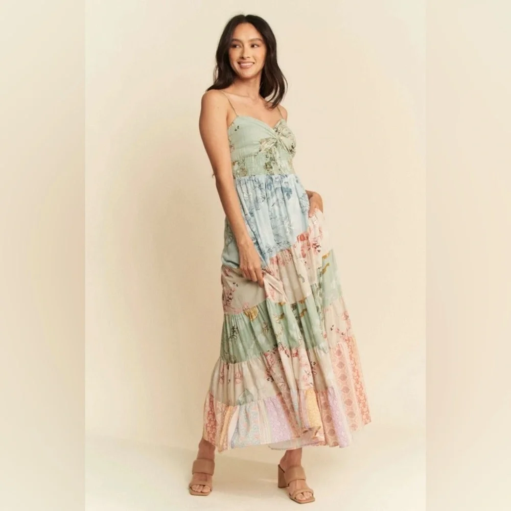 Boho Floral Patchwork Tiered Maxi Dress - Davi & Dani - Picture 3 of 7
